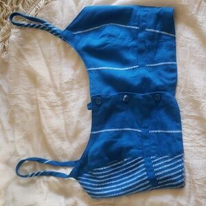 Free People blue spaghetti straps new crop top smoked back button down size XS